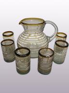  / Amber Spiral 120 oz Pitcher and 6 Drinking Glasses set